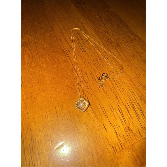 Stunning Sterling Silver 925 Necklace Small Pearl Gold Plated Square Station - Picture 3 of 7